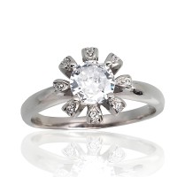 Sterling Silver Cubic Zirconia Ring “Hearts and Arrows V”
