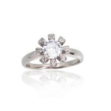 Sterling Silver Cubic Zirconia Ring “Hearts and Arrows V”