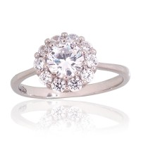 Sterling Silver Cubic Zirconia Ring “Stone Flower VII”