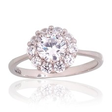 Sterling Silver Cubic Zirconia Ring “Stone Flower VII”