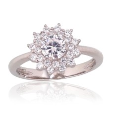 Sterling Silver Cubic Zirconia Ring “Stone Flower VI”