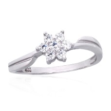 Sterling Silver Cubic Zirconia Ring “Stone Flower V”