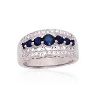 Sterling Silver Cubic Zirconia and Sapphire Ring “Sultan”