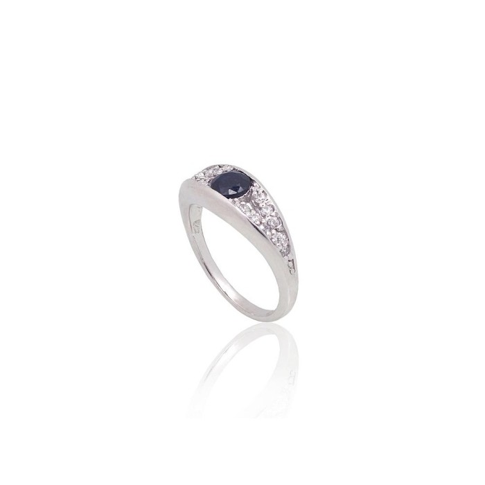 Sterling Silver Cubic Zirconia and Sapphire Ring “Aida”