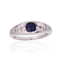Sterling Silver Cubic Zirconia and Sapphire Ring “Aida”