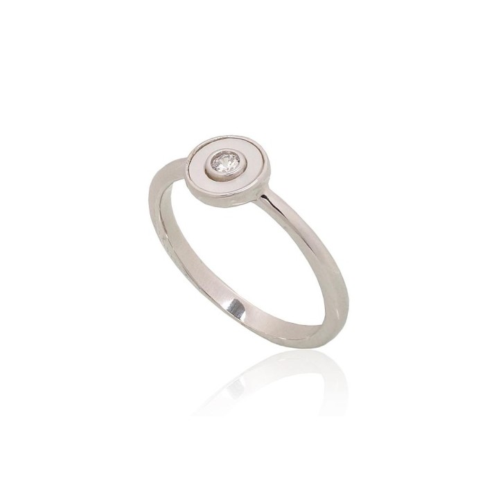 Sterling Silver Cubic Zirconia and Mother of Pearl Ring “Orbita II”