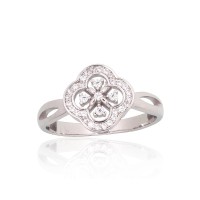 Sterling Silver Cubic Zirconia Ring “Stone Flower IV”