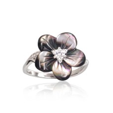 Sterling Silver Cubic Zirconia and Mother of Pearl Ring “Nightshade”