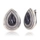 925 Sterling Silver Onyx Earrings “Obsidian Tear”