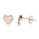 Sterling Silver Cubic Zirconia Stud Earrings “Two Hearts VI”