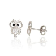 Children's 925 Sterling Silver Cubic Zirconia Earrings “Owlet”