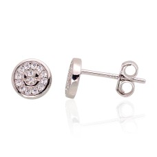 Children's Sterling Silver Cubic Zirconia Stud Earrings “Smile II”