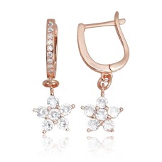 925 Sterling Silver Cubic Zirconia Earrings “Golden Blossom XII”