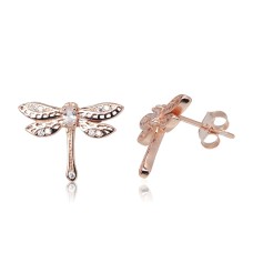 Sterling Silver Cubic Zirconia Stud Earrings “Golden Butterfly III”