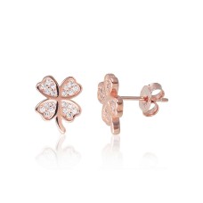 Sterling Silver Cubic Zirconia Stud Earrings “Clover II”