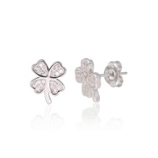 Sterling Silver Cubic Zirconia Stud Earrings “Clover”