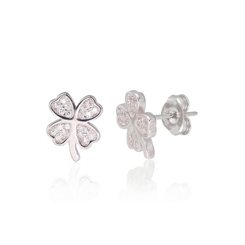 Hõbedased kõrvanaastud tsirkoonidega „Clover“