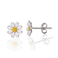 Children's Sterling Silver Enamel Stud Earrings “Romashka”