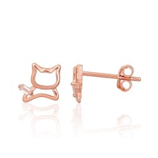 Children's Sterling Silver Cubic Zirconia Stud Earrings “Kitties II”