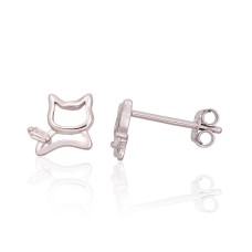 Children's Sterling Silver Cubic Zirconia Stud Earrings “Kitties”
