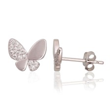 Children's Sterling Silver Cubic Zirconia Stud Earrings “Butterflies”