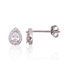 Children's Sterling Silver Cubic Zirconia Stud Earrings “Crystal Drop III”
