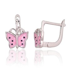 Children's 925 Sterling Silver Enamel Earrings “Butterfly Flight”