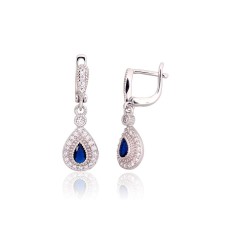 925 Sterling Silver Cubic Zirconia Earrings “Princess Tear”