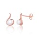 Sterling Silver Cubic Zirconia and Pearl Stud Earrings “Pearl Muse III”