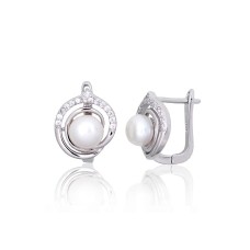 925 Sterling Silver Cubic Zirconia and Pearl Earrings “Marielle III”