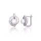 Серебряные серьги 925 пробы с цирконами и жемчугом «Мариэль III»