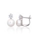 925 Sterling Silver Cubic Zirconia and Pearl Earrings “Moonlit Dew”