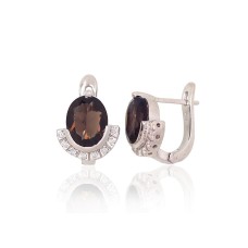 925 Sterling Silver Cubic Zirconia and Quartz Earrings “Ferro IX”