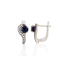 925 Sterling Silver Cubic Zirconia and Sapphire Earrings “Melody III”