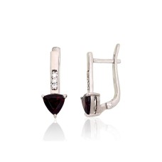 925 Sterling Silver Cubic Zirconia and Garnet Earrings “Temptation II”