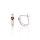 Children's 925 Sterling Silver Cubic Zirconia and Enamel Earrings “Scarlet Heart”
