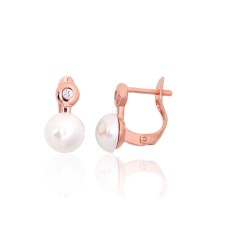 925 Sterling Silver Cubic Zirconia and Pearl Earrings “Galos XIII”