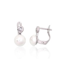 925 Sterling Silver Cubic Zirconia and Pearl Earrings “Galos II”