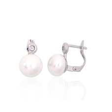 925 Sterling Silver Cubic Zirconia and Pearl Earrings “Galos III”