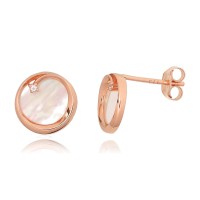 Sterling Silver Cubic Zirconia and Mother of Pearl Stud Earrings “Moonlit Cluster II”