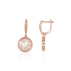 925 Sterling Silver Cubic Zirconia and Mother of Pearl Earrings “Moonlit Cluster”