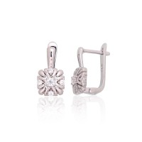 Серебряные серьги 925 пробы с цирконами «Солнечный Цветок II»