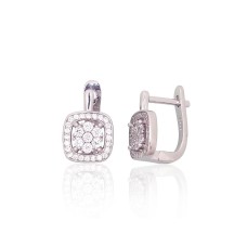 925 Sterling Silver Cubic Zirconia Earrings “Stone Flower IV”