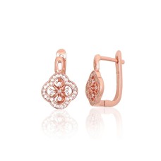 925 Sterling Silver Cubic Zirconia Earrings “Stone Flower V”
