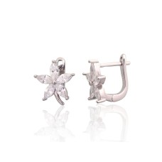 925 Sterling Silver Cubic Zirconia Earrings “Stone Flower IX”