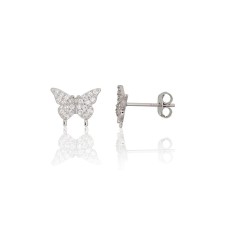 Children's Sterling Silver Cubic Zirconia Stud Earrings “Tender Flight II”