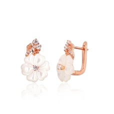 925 Sterling Silver Cubic Zirconia and Mother of Pearl Earrings “Silk Tango”
