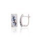 925 Sterling Silver Cubic Zirconia and Enamel Earrings “Sakura Frost”