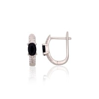 925 Sterling Silver Cubic Zirconia Earrings “Midnight Eclipse”