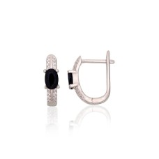 925 Sterling Silver Cubic Zirconia Earrings “Midnight Eclipse”